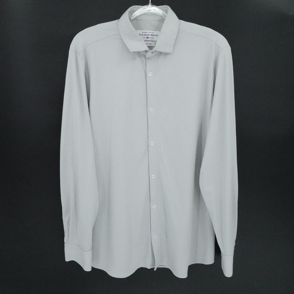 Mizzen + Main Shirt Mens 2XL‎ Trim Fit Gray Spinnaker Collection Button Up USA - Picture 2 of 16